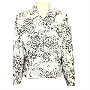 Vintage Giancarlo Ferrari Coat Jacket Animal Print Faux Fur Full Zip Women's 14